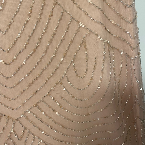 Adrianna Papell Art Deco Beaded Blouson Gown in Blush - Picture 8 of 9